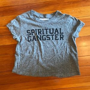 Spiritual Gangster cropped gray tee shirt